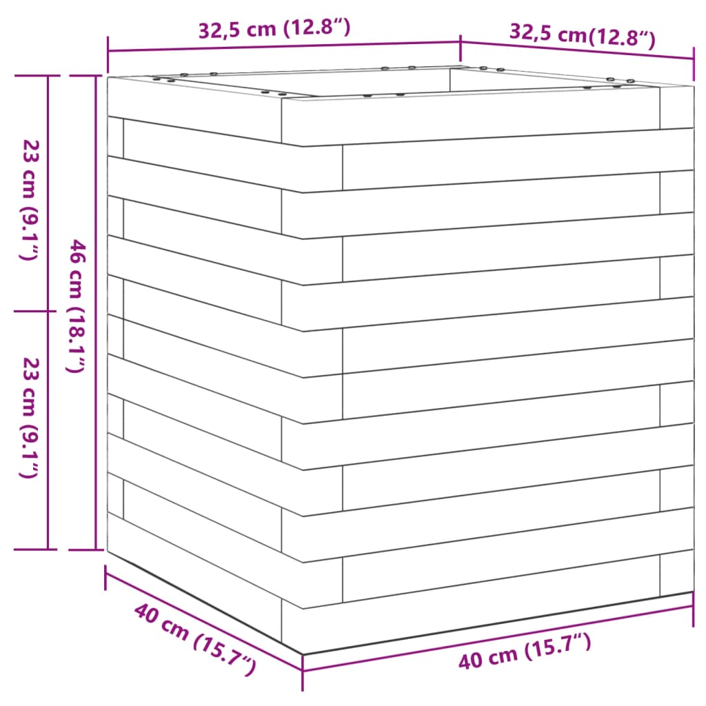 vidaXL Garden Planter White 40x40x46 cm Solid Wood Pine