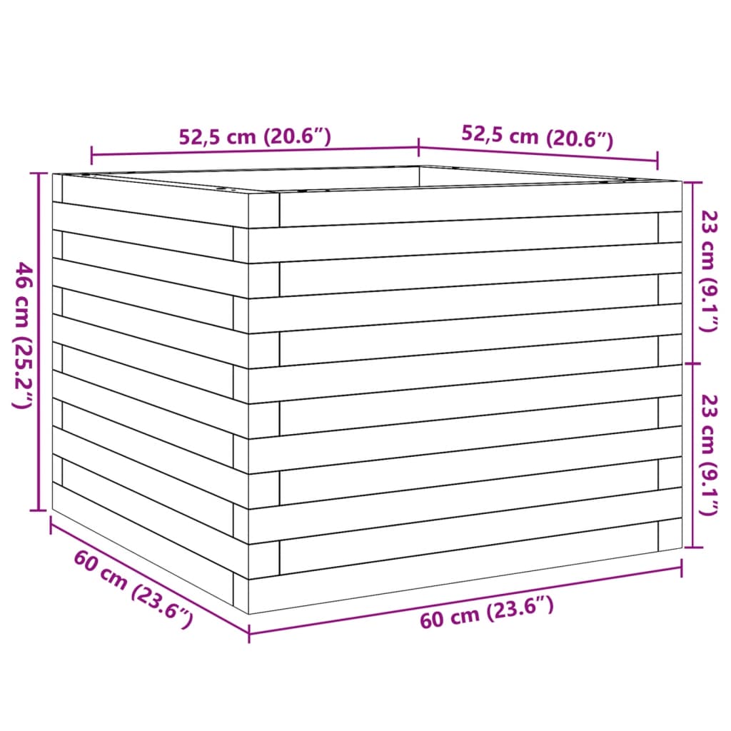 vidaXL Garden Planter White 60x60x46 cm Solid Wood Pine
