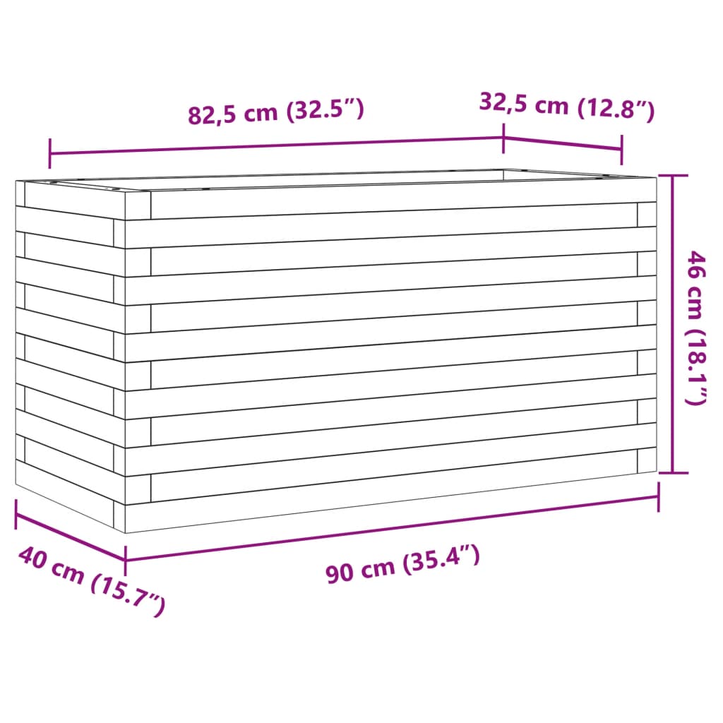 vidaXL Garden Planter Wax Brown 90x40x46 cm Solid Wood Pine