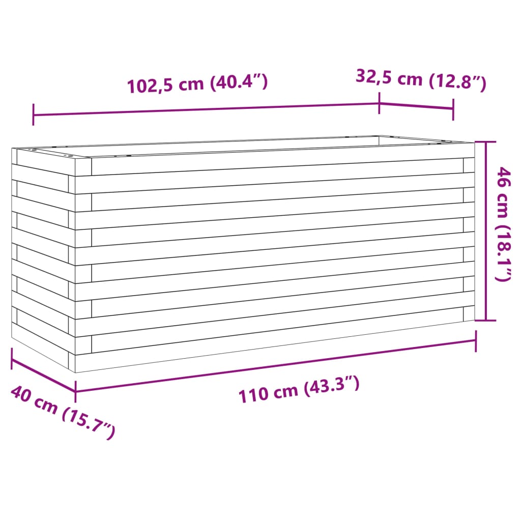 vidaXL Garden Planter Wax Brown 110x40x46 cm Solid Wood Pine