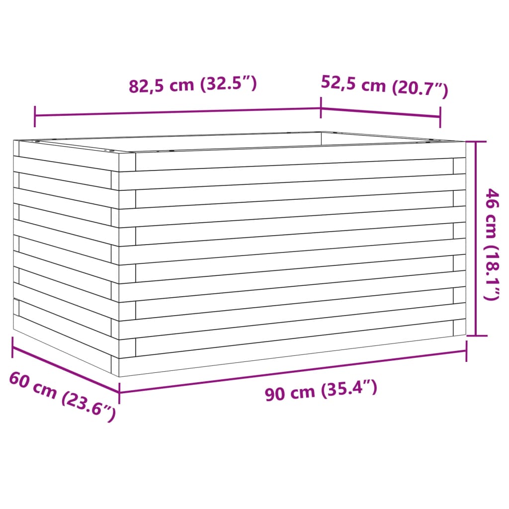 vidaXL Garden Planter 90x60x46 cm Solid Wood Pine