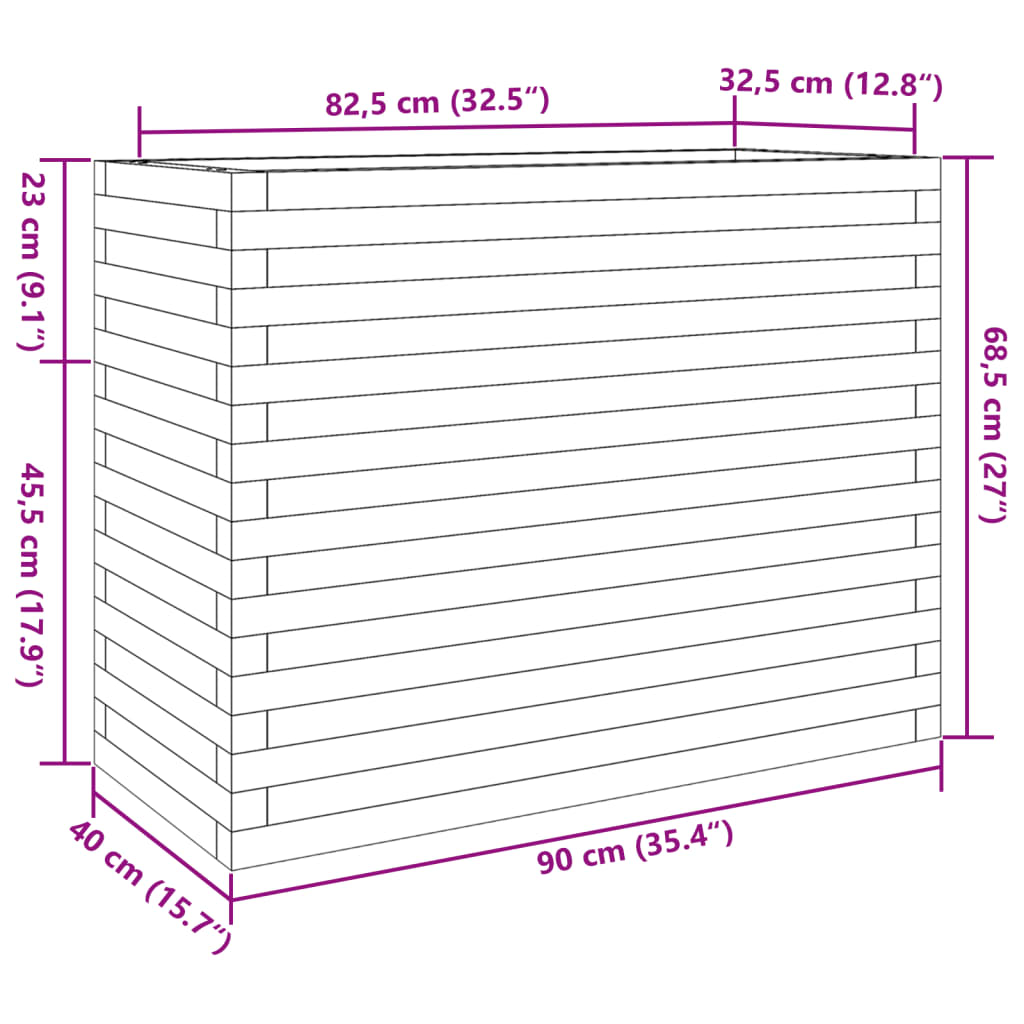 vidaXL Garden Planter Wax Brown 90x40x68.5 cm Solid Wood Pine