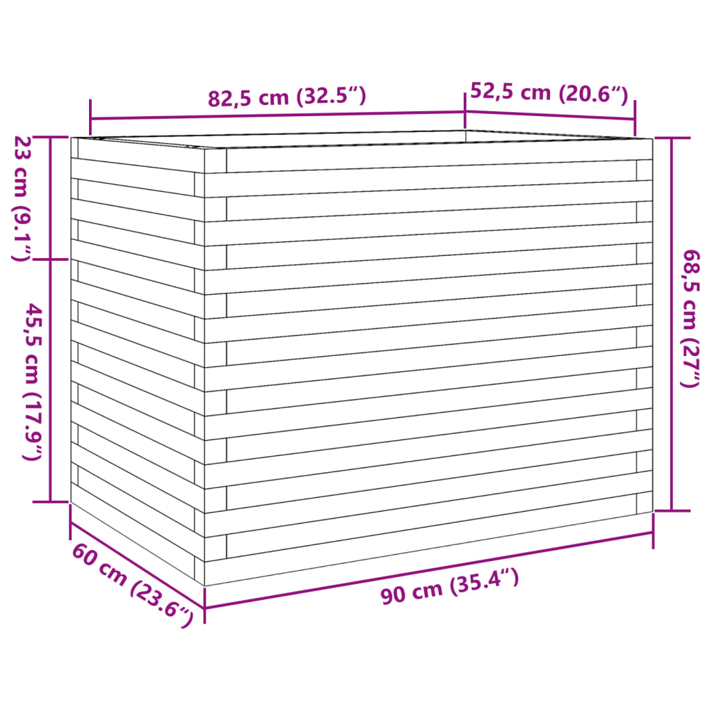 vidaXL Garden Planter Wax Brown 90x60x68.5 cm Solid Wood Pine