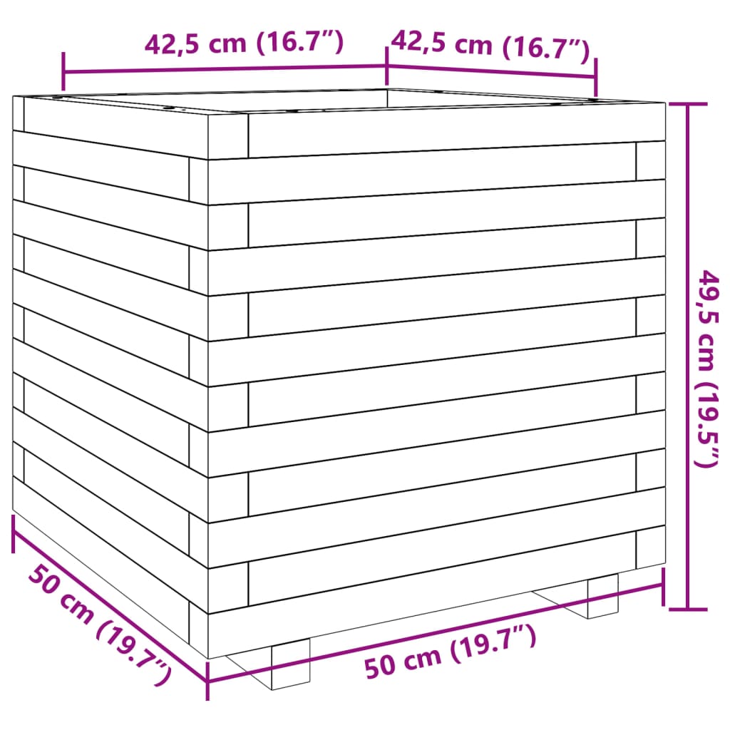 vidaXL Garden Planter White 50x50x49.5 cm Solid Wood Pine