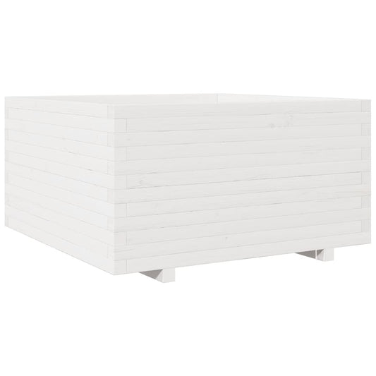 vidaXL Garden Planter White 90x90x49.5 cm Solid Wood Pine