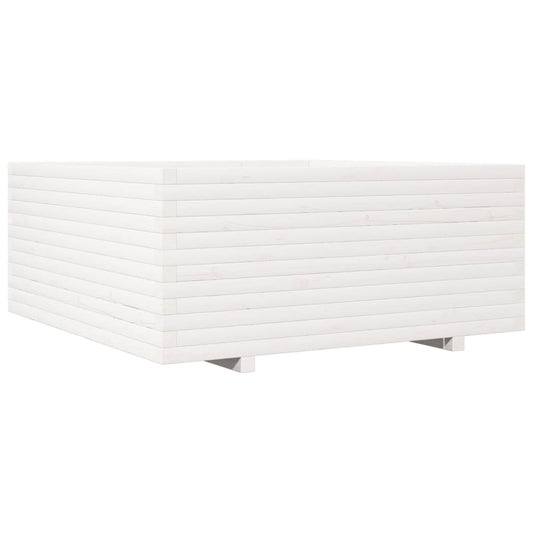 vidaXL Garden Planter White 110x110x49,5 cm Solid Wood Pine