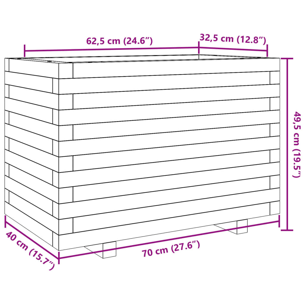 vidaXL Garden Planter Wax Brown 70x40x49,5 cm Solid Wood Pine
