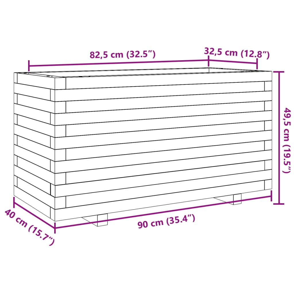 vidaXL Garden Planter Wax Brown 90x40x49,5 cm Solid Wood Pine