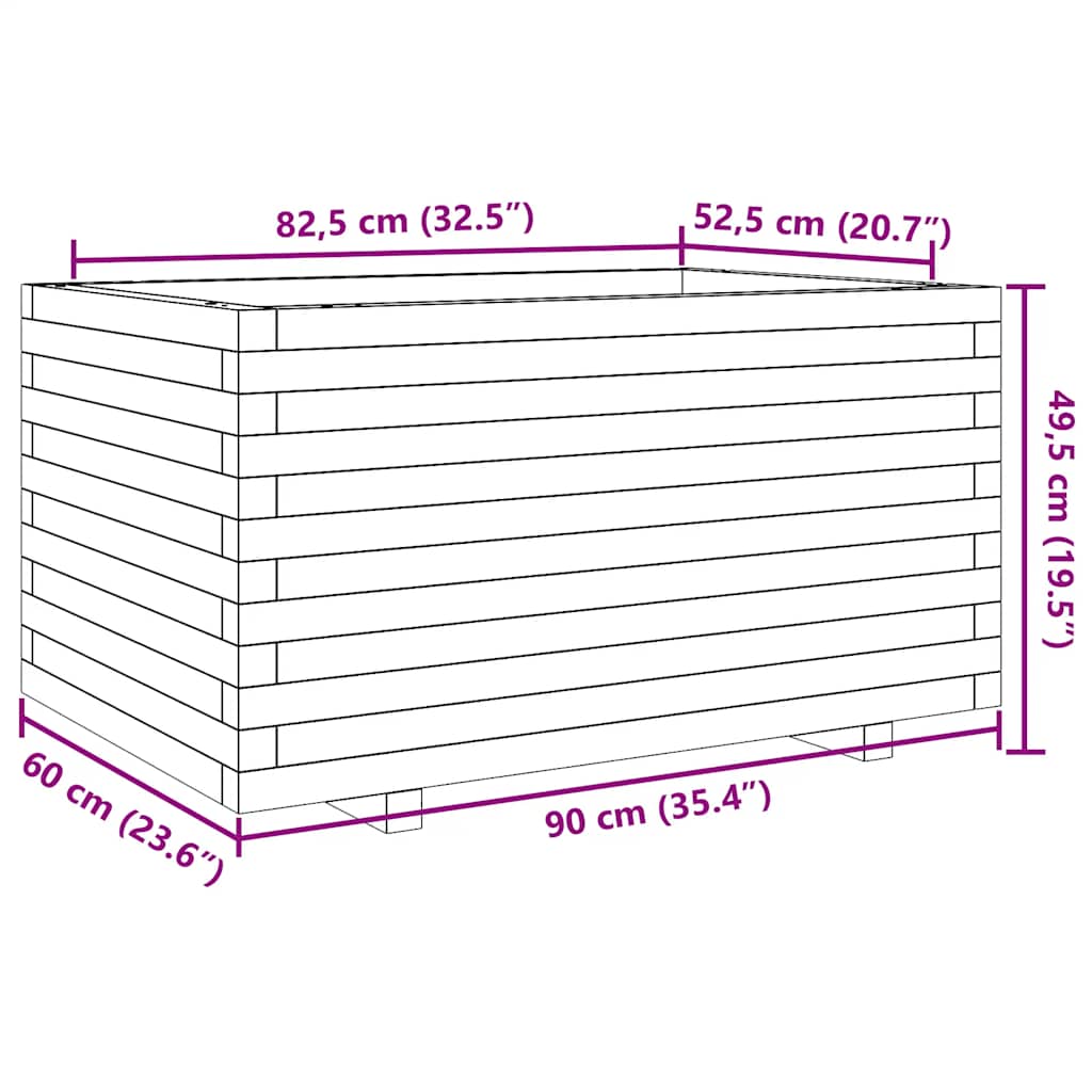vidaXL Garden Planter 90x60x49,5 cm Solid Wood Pine