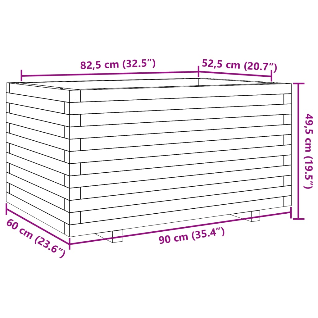 vidaXL Garden Planter Wax Brown 90x60x49,5 cm Solid Wood Pine