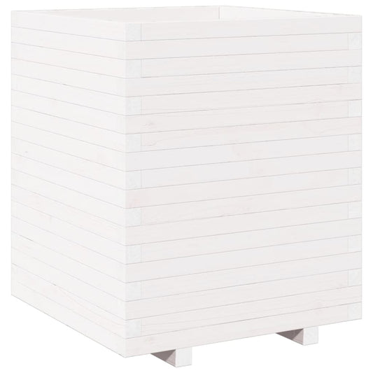 vidaXL Garden Planter White 60x60x72.5 cm Solid Wood Pine