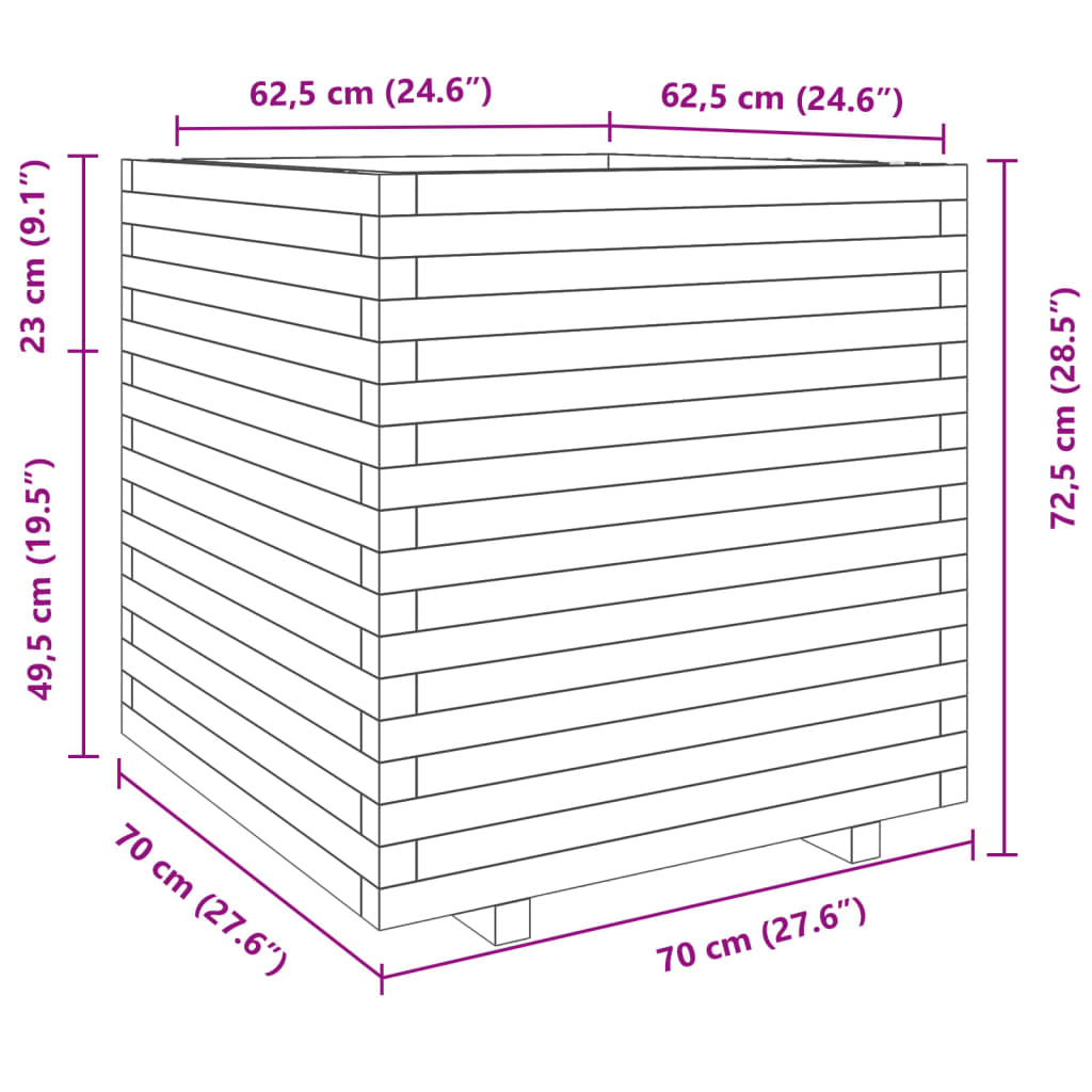 vidaXL Garden Planter 70x70x72.5 cm Solid Wood Douglas
