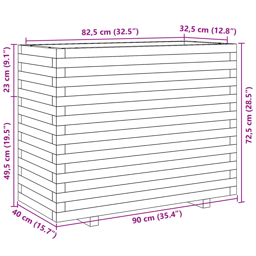 vidaXL Garden Planter Wax Brown 90x40x72,5 cm Solid Wood Pine