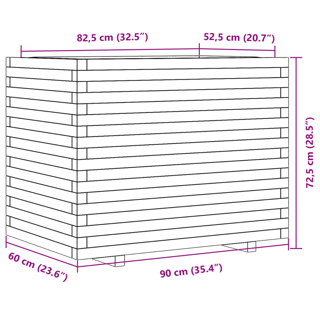 vidaXL Garden Planter Wax Brown 90x60x72,5 cm Solid Wood Pine