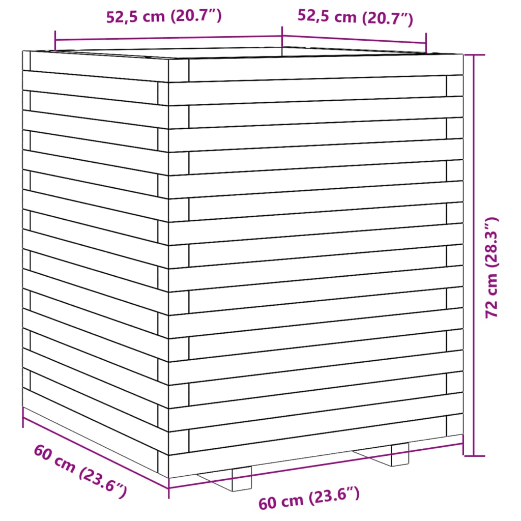 vidaXL Garden Planter Wax Brown 60x60x72 cm Solid Wood Pine