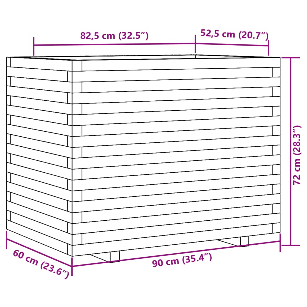 vidaXL Garden Planter 90x60x72 cm Solid Wood Pine