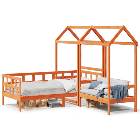 vidaXL Day Bed Set with Roof without Mattress Wax Brown 90x200 cm