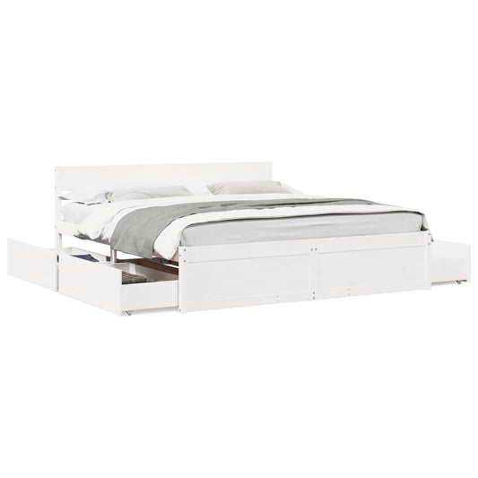 vidaXL Bed Frame without Mattress White 200x200 cm Solid Wood Pine