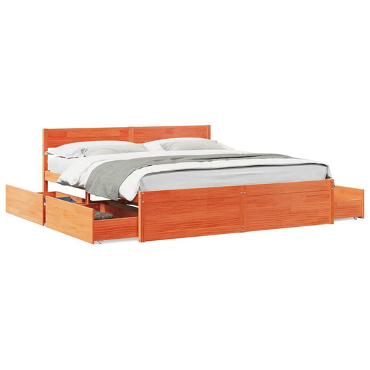 vidaXL Bed Frame without Mattress Wax Brown 180x200 cm Solid Wood Pine