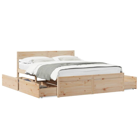 vidaXL Bed Frame without Mattress 150x200 cm King Size Solid Wood Pine