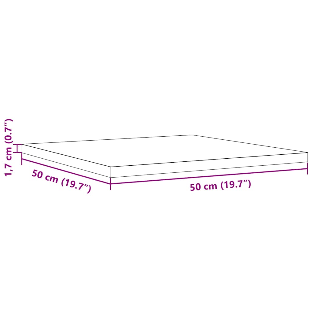 vidaXL Table Top 50x50x1.7 cm Square Solid Wood Pine