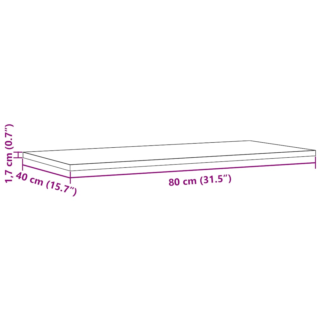 vidaXL Table Tops 2 pcs 80x40x1.7 cm Rectangular Solid Wood Pine