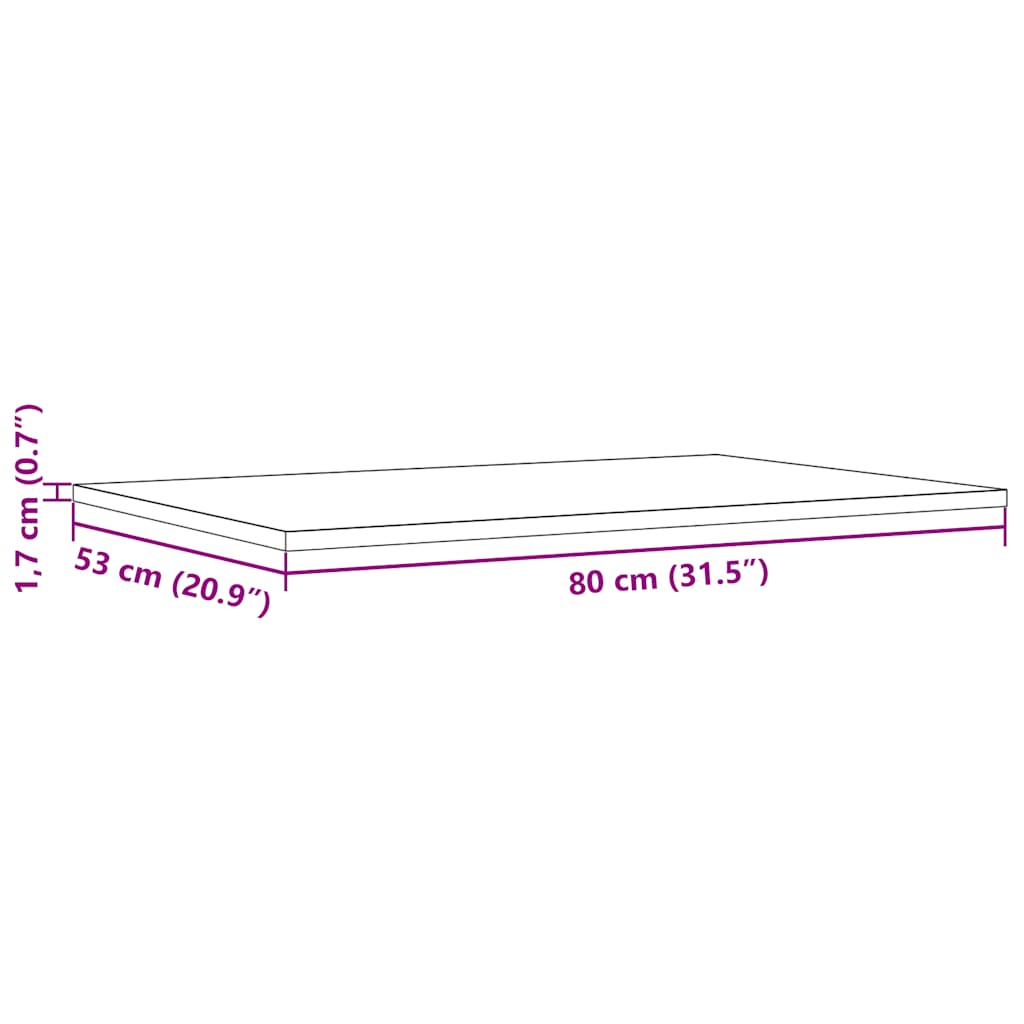 vidaXL Table Tops 3 pcs 80x53x1,7 cm Rectangular Solid Wood Pine