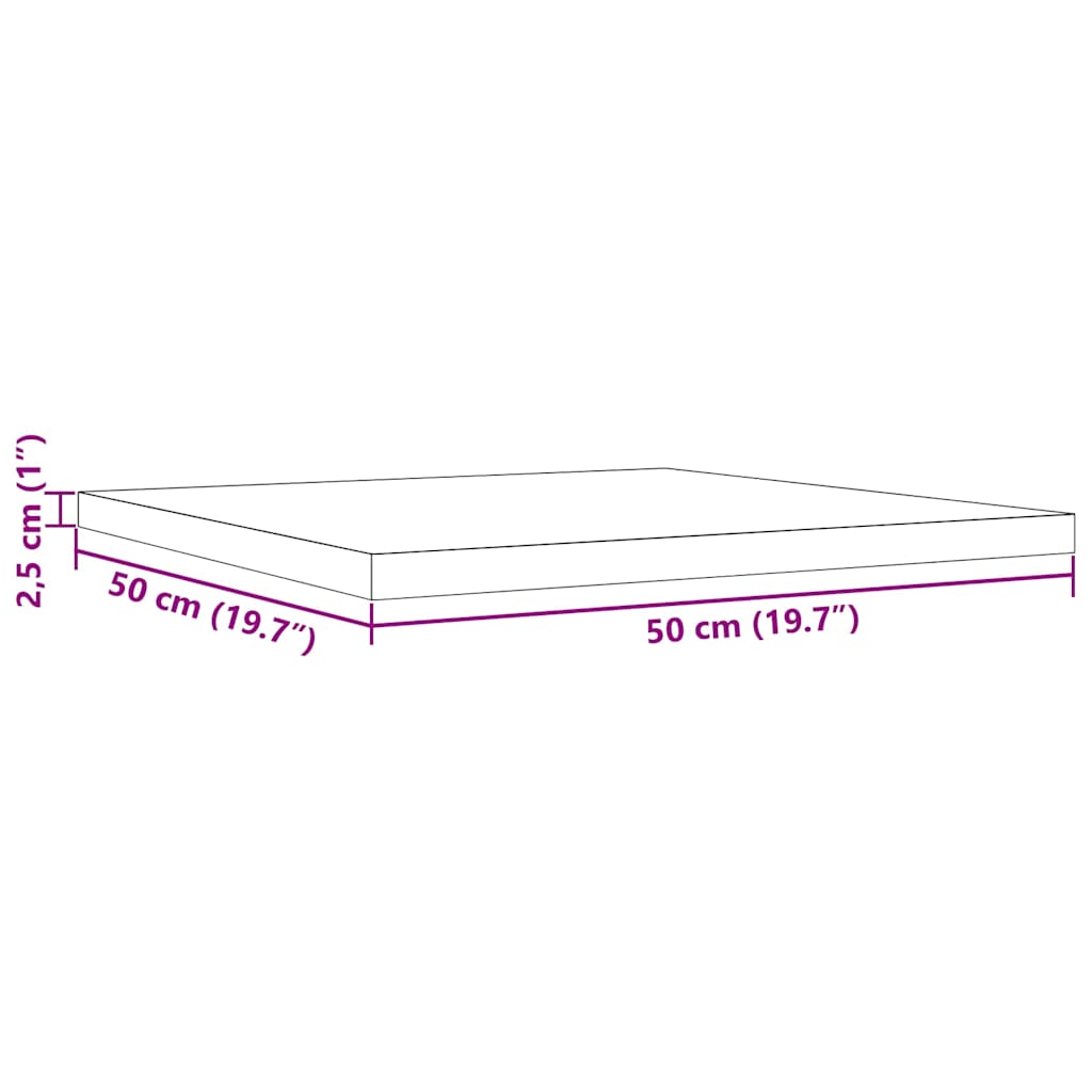vidaXL Table Top 50x50x2.5 cm Square Solid Wood Pine