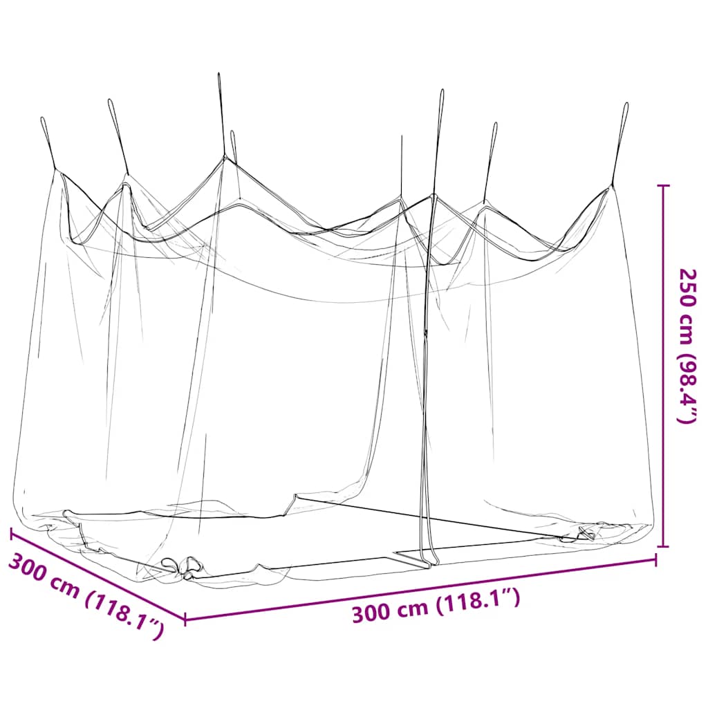 vidaXL Mosquito Net for Outdoor 220 Mesh Black 300x300x250 cm