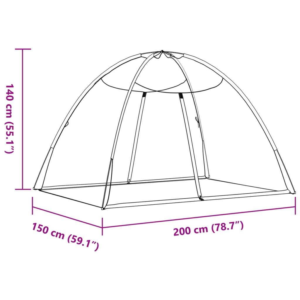 vidaXL Mosquito Net Mongolia with Doors 220 Mesh Black 200x150x140 cm