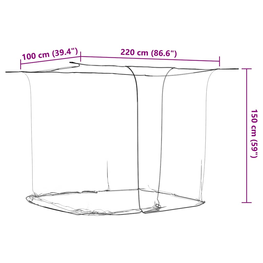 vidaXL Hanging Mosquito Net 156 Mesh White 220x100x150 cm