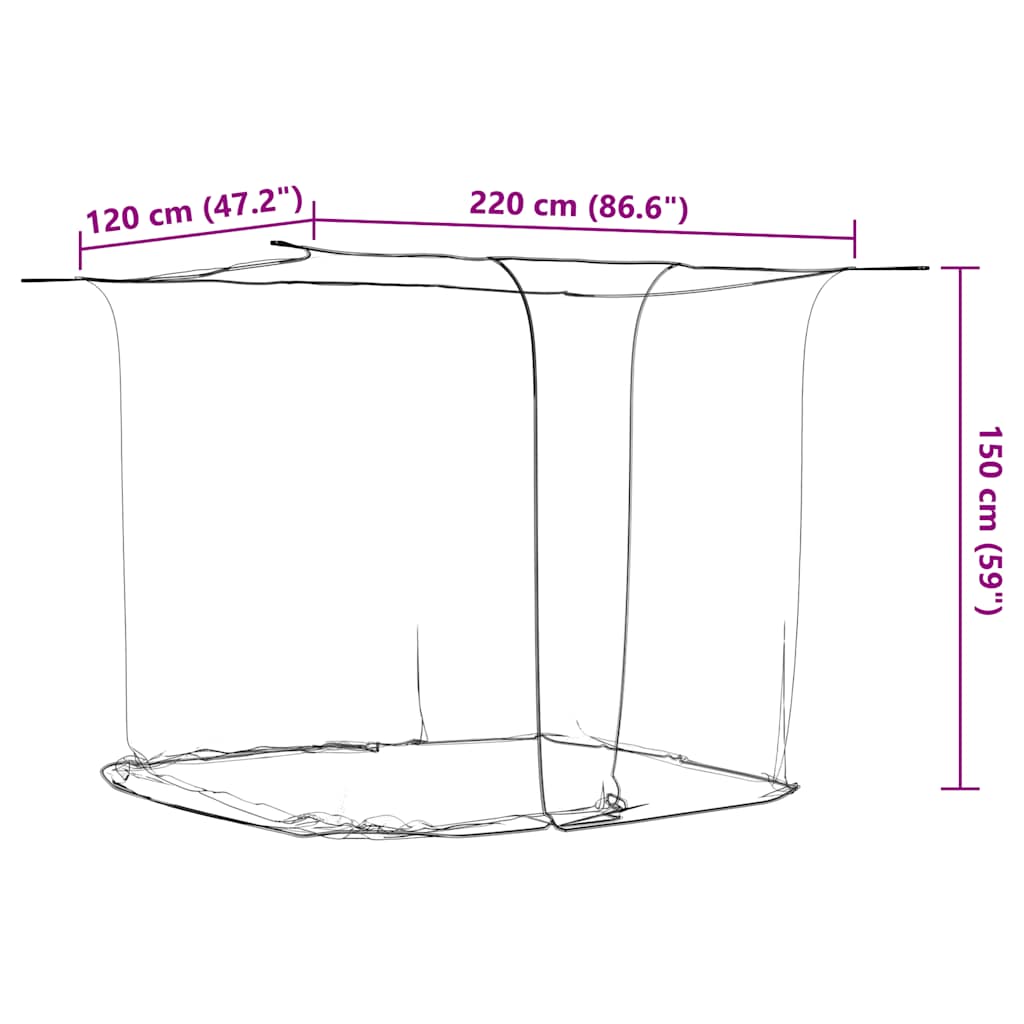 vidaXL Hanging Mosquito Net 156 Mesh White 220x120x150 cm