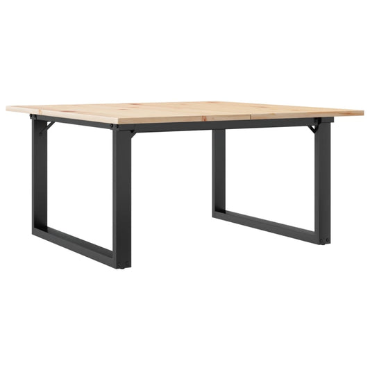 vidaXL Coffee Table O-Frame 80x80x45 cm Solid Wood Pine and Steel