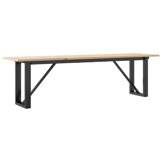 vidaXL Coffee Table O-Frame 160x40x45 cm Solid Wood Pine and Steel