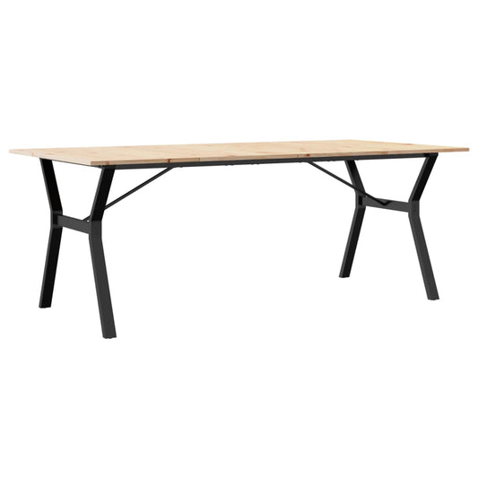 vidaXL Dining Table Y-Frame 200x100x75 cm Solid Wood Pine and Steel