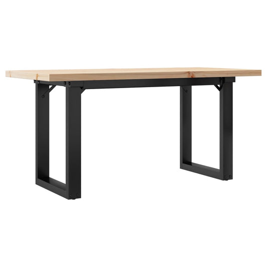vidaXL Coffee Table O-Frame 100x50x45.5 cm Solid Wood Pine and Steel