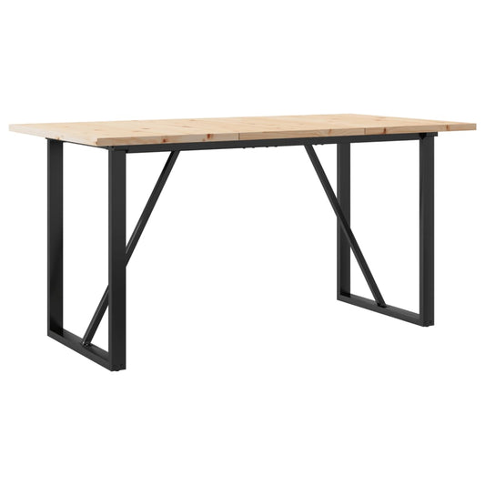 vidaXL Dining Table O-Frame 140x80x75,5 cm Solid Wood Pine and Steel