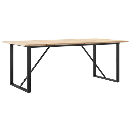 vidaXL Dining Table O-Frame 200x100x75,5 cm Solid Wood Pine and Steel