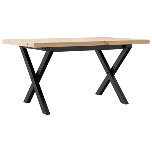 vidaXL Coffee Table X-Frame 80x50x40.5 cm Solid Wood Pine and Steel