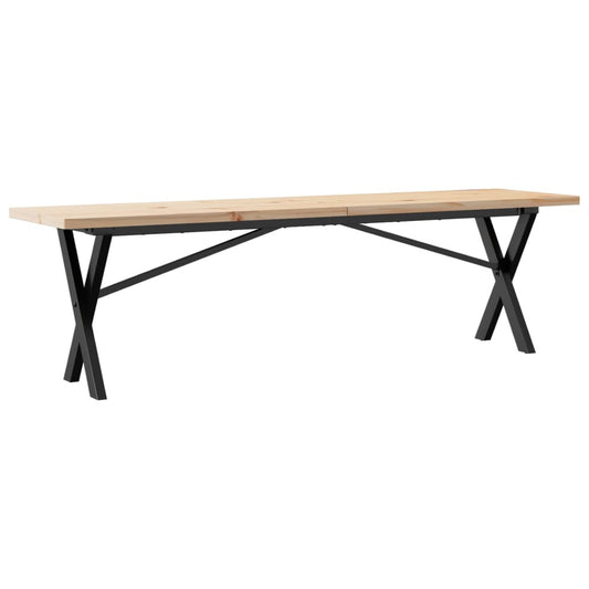 vidaXL Coffee Table X-Frame 160x40x45,5 cm Solid Wood Pine and Steel