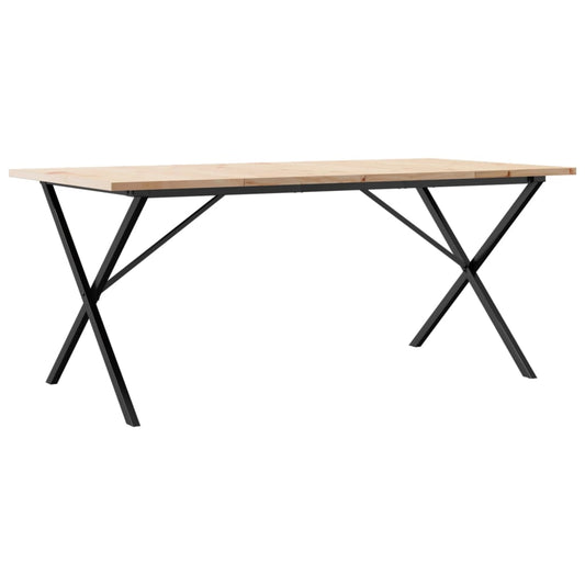 vidaXL Dining Table X-Frame 180x90x75,5 cm Solid Wood Pine and Steel