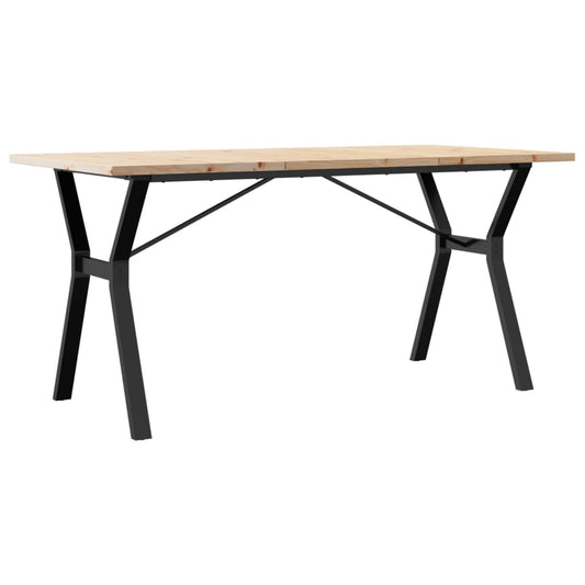 vidaXL Dining Table Y-Frame 160x80x75,5 cm Solid Wood Pine and Steel