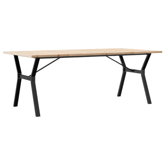 vidaXL Dining Table Y-Frame 200x100x75,5 cm Solid Wood Pine and Steel