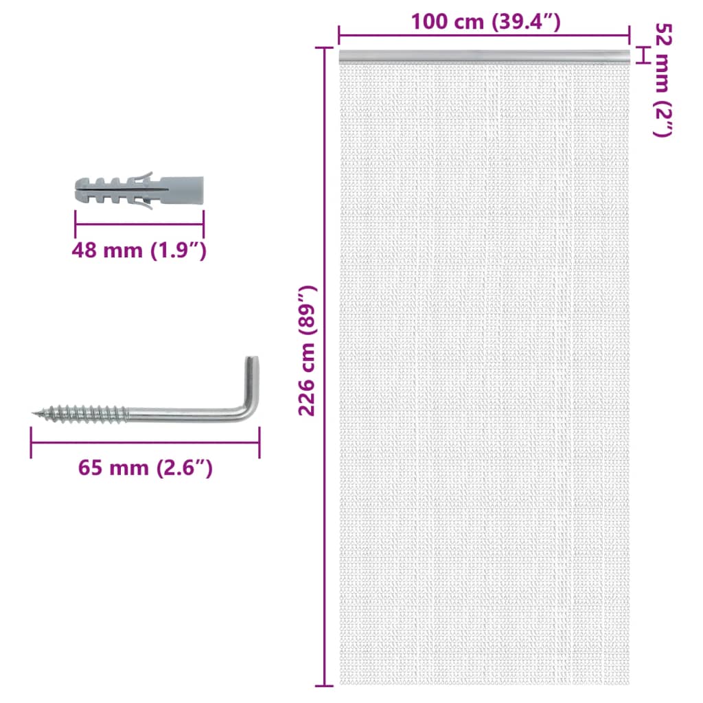 vidaXL Chain Door Fly Screen 100x226 cm Aluminium