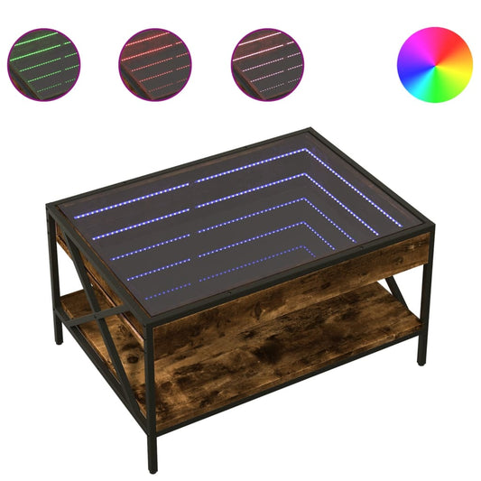 vidaXL Coffee Table with Infinity LED Smoked Oak 70x50x38 cm