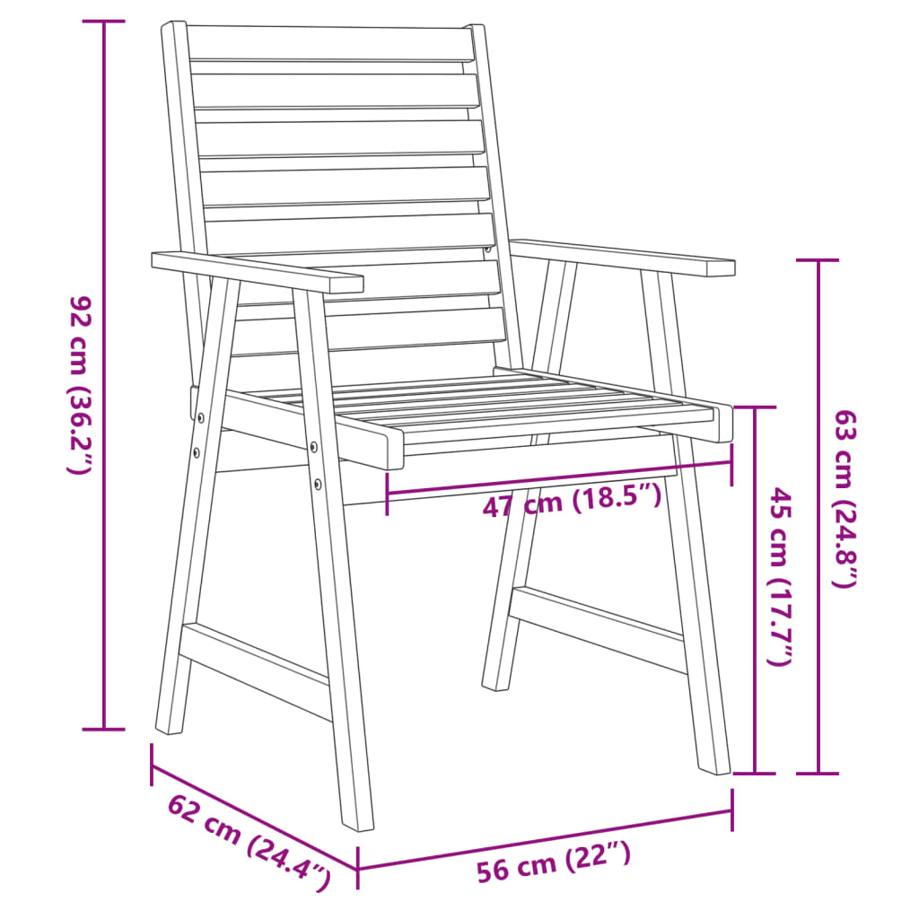 vidaXL 5 Piece Garden Dining Set Solid Wood Acacia