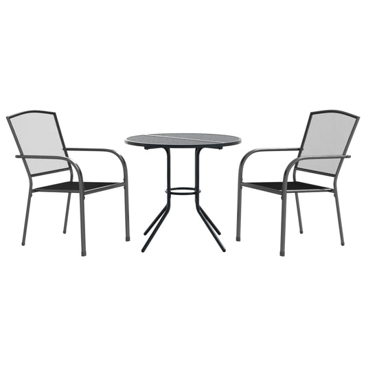 vidaXL Stackable Garden Chair Set 3 pcs Anthracite Powder-coated Steel
