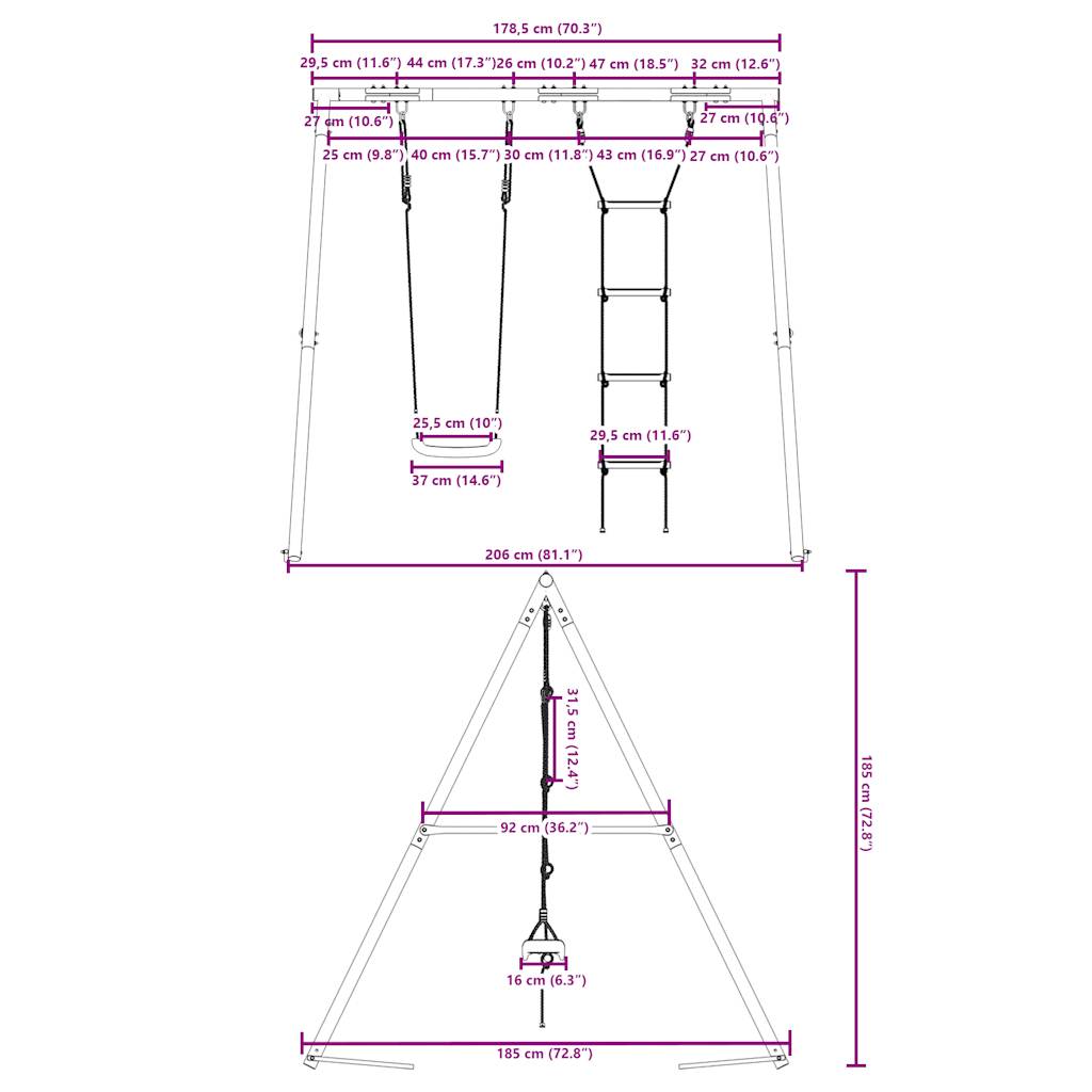vidaXL Outdoor Swing Set with Swing and Ladder