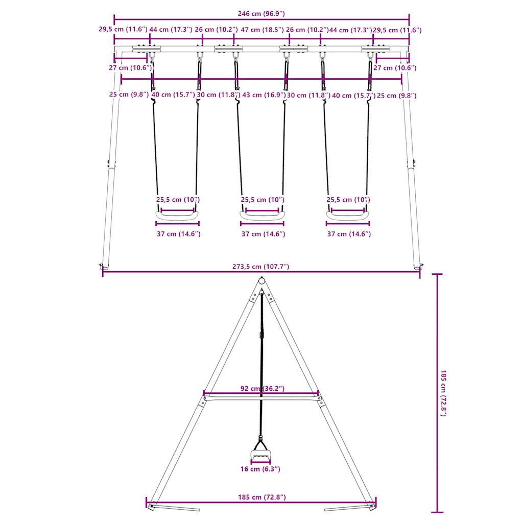 vidaXL Outdoor Swing Set with 3 Swings