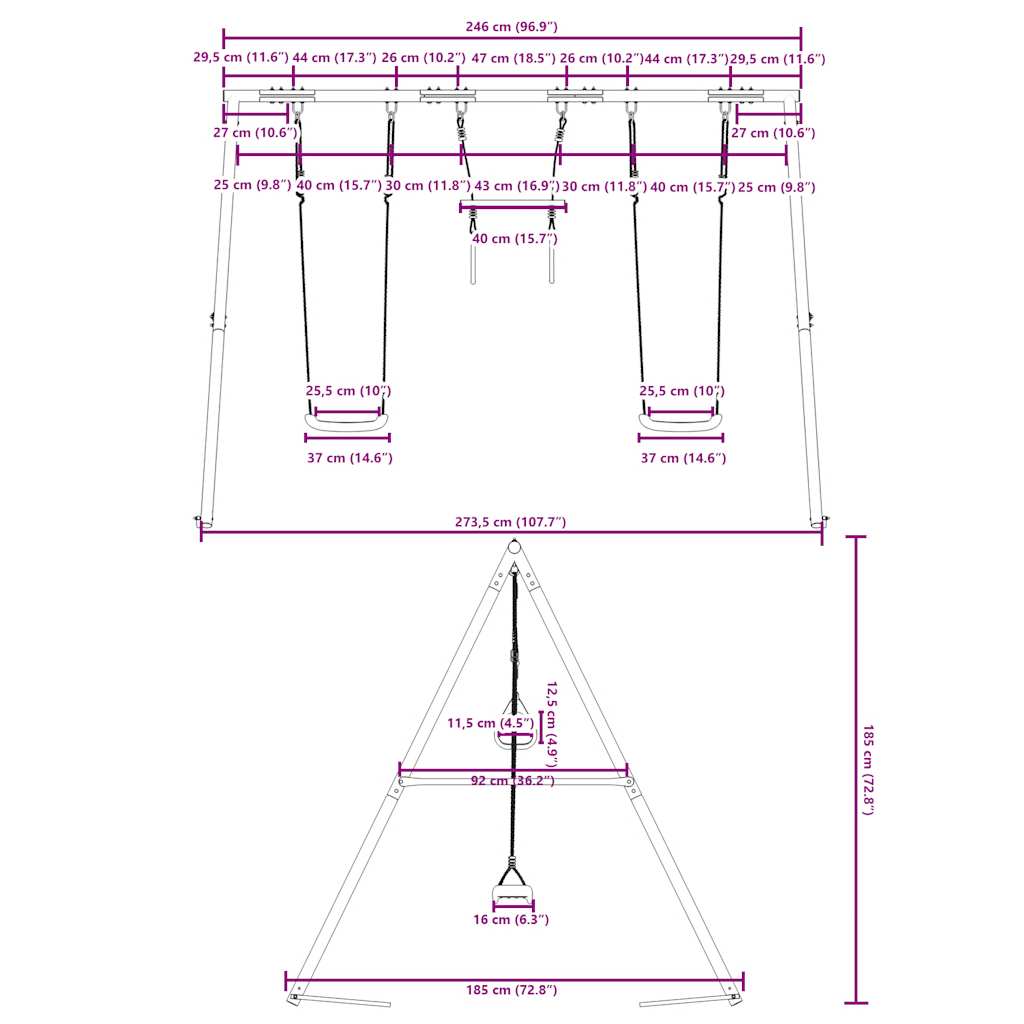 vidaXL Outdoor Swing Set with Swings and Trapeze
